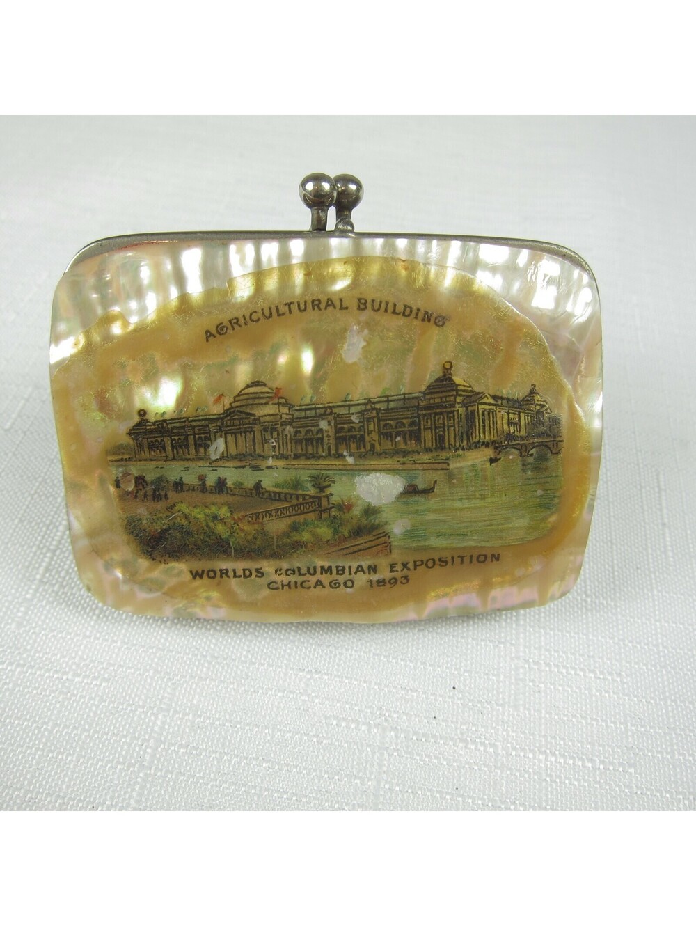 1893 Chicago Worlds Fair Columbian Exposition Mother of Pearl Shell Coin Purse
